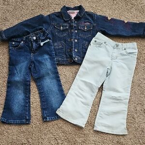 Stylish Kids Denim Jacket with Pink Details